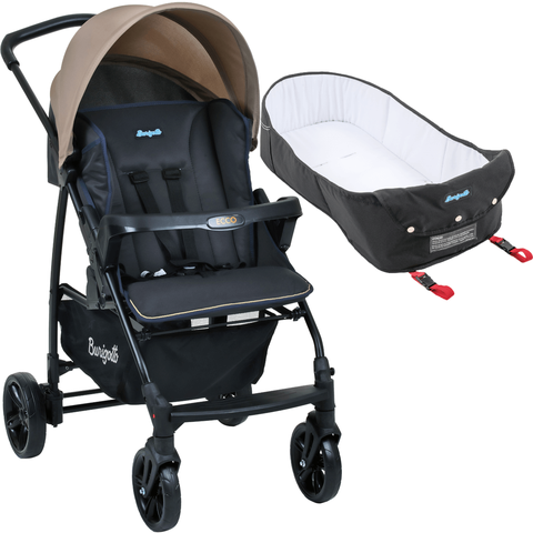 Carrinho de Bebe Berço Moises Ninho Burigotto Ecco Cz Bege