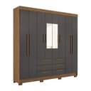 Ver imagem 3 de Guarda-roupa Casal Santana 8 Portas 6 Gavetas com Espelho Jatoba/grafite - Pnr Móveis