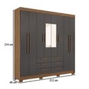 Ver imagem 7 de Guarda-roupa Casal Santana 8 Portas 6 Gavetas com Espelho Jatoba/grafite - Pnr Móveis