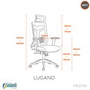 Ver imagem 7 de Cadeira Office Giratória Lugano Pp Preta Braços e Apoio de Cabeça Reguláveis Nr17 - Fratini