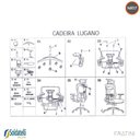 Ver mais imagens de Cadeira Office Giratória Lugano Pp Preta Braços e Apoio de Cabeça Reguláveis Nr17 - Fratini