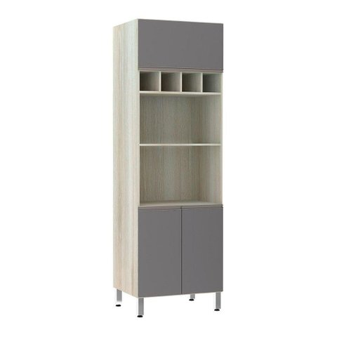 Paneleiro 70 Cm Duplo Nicho Luci Legno Crema Com Cinza Puro