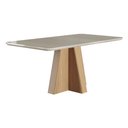 Ver imagem 5 de Kit Conjunto Sala De Jantar Mesa Tampo MDF Vidro 160 Cm Com 6 Cadeiras Marrom Madeira Off White