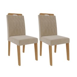 Kit Conjunto Sala De Jantar Mesa Tampo MDF Vidro 160 Cm Com 6 Cadeiras Marrom Madeira Off White - 2