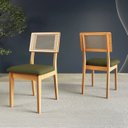 Ver imagem 1 de Cadeira 100% MDF Estofadas com Encosto em Tela Carvalho Rosé/Verde