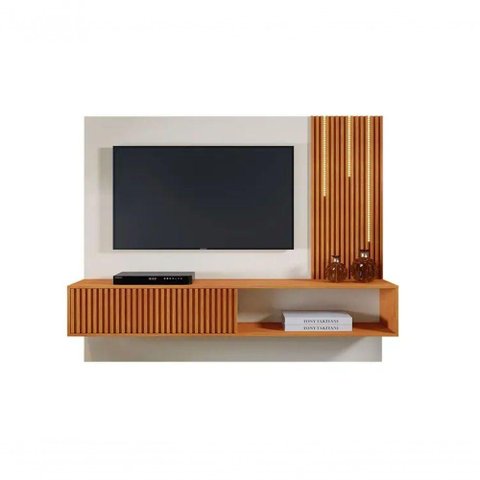 Painel para Tv até 55\" Málaga com Led 1 Porta Naturalle/off White
