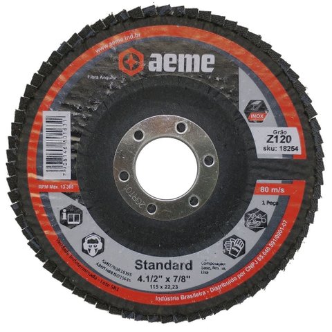 Disco Flap Aeme Standard Fibra Angular Zircônio 4.1/2" (115mm) 10 Unidades