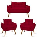 Ver imagem 2 de Kit Namoradeira Opala + 2 Poltronas para Sala Balaqui Decor Cor:vermelho