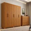 Ver imagem 1 de Conjunto Quarto Casal Guarda-Roupa 6 Portas Cômoda 8 Gavetas Papoulas Espresso Móveis Marrom/Cinamomo