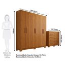Ver imagem 3 de Conjunto Quarto Casal Guarda-Roupa 6 Portas Cômoda 8 Gavetas Papoulas Espresso Móveis Marrom/Cinamomo
