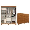 Ver imagem 4 de Conjunto Quarto Casal Guarda-Roupa 6 Portas Cômoda 8 Gavetas Papoulas Espresso Móveis Marrom/Cinamomo