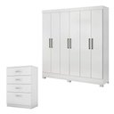 Ver imagem 1 de Cômoda Astral e Guarda Roupa Casal Prático Branco - Demóbile
