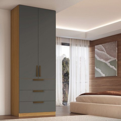 Guarda-Roupa Modular 2 Portas 3 Gavetas 90cm Altezza