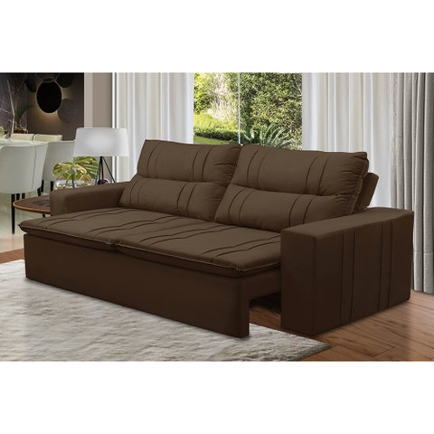 Sofá Retrátil e Reclinável 2 lugares com Molas 2,00m Eloa Suede Marrom Madelina