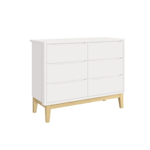 Cômoda Infantil 6 Gavetas Reller Classic Branco Fosco com Pés Madeira