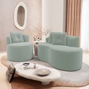 Ver imagem 2 de Kit Sofá e 02 Poltronas Orgânicas Living Bob com Almofadas Bouclê Verde Menta - Abmaza