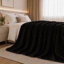 Ver imagem 2 de Cobertor Manta Fio de Ouro Casal 190x210 100% Poliéster Toque Macio Decorativa Preto Casa Scarpa