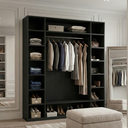 Ver imagem 1 de Armário Colmeia 01 Cabideiro + Prateleiras + Nichos Expositor Guarda Roupas Closet Preto