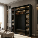 Ver imagem 2 de Armário Colmeia 01 Cabideiro + Prateleiras + Nichos Expositor Guarda Roupas Closet Preto