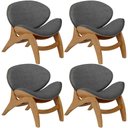 Ver imagem 1 de Kit 4 Poltronas Decorativa Orgânica Sala Living Kadosh L02 Linho Cinza Escuro