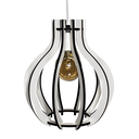 Ver imagem 1 de Luminária Pendente Madeira Bivolt Sala Quarto Mesa Ilha Balcão Pequim G Branco