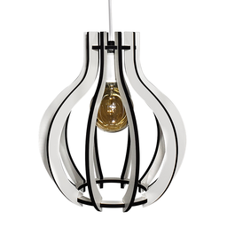 Luminária Pendente Madeira Bivolt Sala Quarto Mesa Ilha Balcão Pequim G Branco - 1