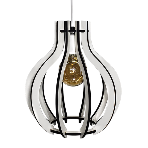 Luminária Pendente Madeira Bivolt Sala Quarto Mesa Ilha Balcão Pequim G Branco