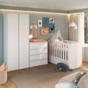 Ver imagem 1 de Conjunto Quarto de Bebê Completo Berço com Colchão Guarda-Roupas Cômoda