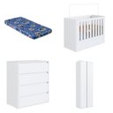 Ver imagem 2 de Conjunto Quarto de Bebê Completo Berço com Colchão Guarda-Roupas Cômoda
