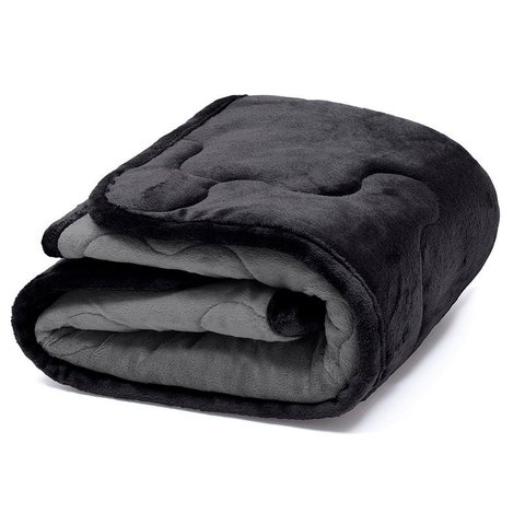Edredom Plush para Pet Bouton Microfibra Flannel Dupla Face 80cm x 90cm Preto