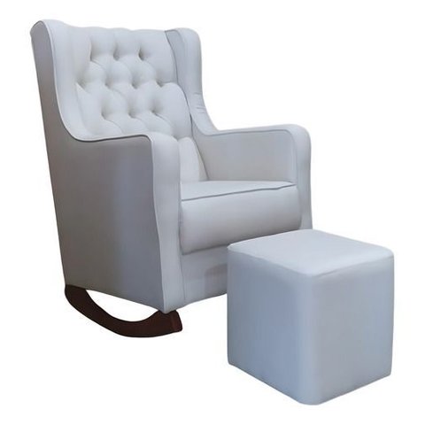 Cadeira Amamentação Cru Puff Linho com Balanço Bebe