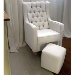 Cadeira Amamentação Cru Puff Linho com Balanço Bebe - 2