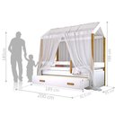 Ver imagem 3 de Cama Montessori Cabana Com Auxiliar Colchão E Dossel Branco