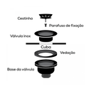 Ver imagem 3 de Válvula de Escoamento para Pia em Inox 3.1/2 Pino Preto