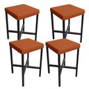 Ver imagem 1 de Kit 04 Banquetas Baixa Bar Cozinha Sala de Jantar Preto Stella L02 Tecido Terracota - Lyam Decor