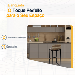 Banqueta Quadrada Junco Cappuccino para Balcão Ilha Cozinha Área Gourmet Bancada Piscina Bar - 3