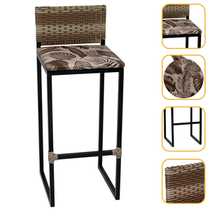 Banqueta Quadrada Junco Cappuccino para Balcão Ilha Cozinha Área Gourmet Bancada Piscina Bar