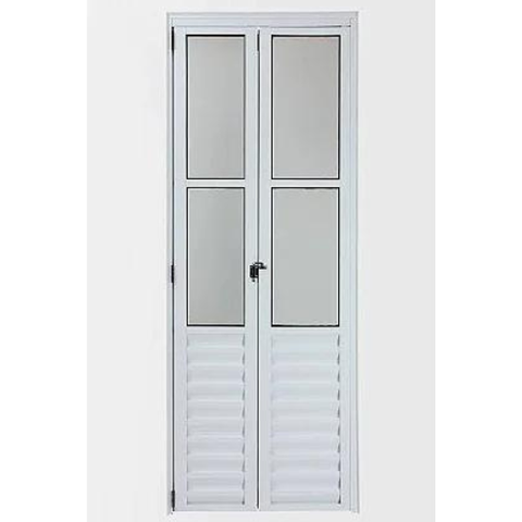 Porta Camarão Palheta com Vidros Lado Esquerdo 210x90cm Branco Allo Esquadrias