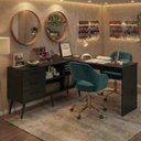 Ver imagem 1 de Mesa Profissional para Manicure em L com 3 Gavetas Jady Multimóveis Mp6043 Preto