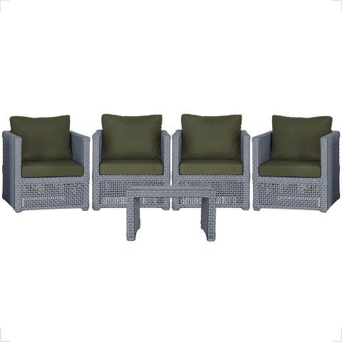 Mesa Centro e 4 Poltronas Madri Corda Náutica Estofado 13 Trama Original