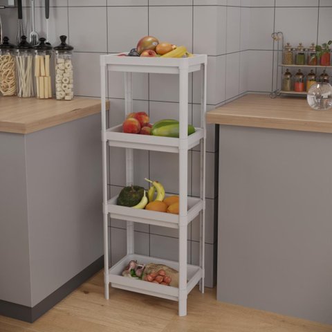 Estante Geo Multiuso Organizador Compacto 4 Prateleiras 112cm - Branco