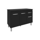 Ver imagem 4 de Balcão Gabinete para Pia 118 cm Cozinha Aline Preto com Tampo Tampão 120 cm Preto
