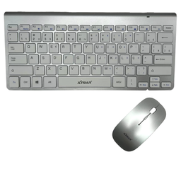 KIT TECLADO MOUSE SEM FIO DESIGN FINO ABNT2 PC NOTEBOOK HK8850 PRATA XTRAD - 1