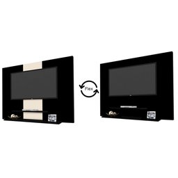 Painel Suspenso para TV até 42 Pol. 120cm 2 Prateleiras Don Flex Black/Pérola - Moveis Primus - 4 Painel Suspenso para TV até 42 Pol. 120cm 2 Prateleiras Don Flex Black/Pérola - Moveis Primus - 4