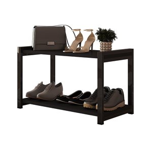 Sapateira Isis Organizador Multiuso 2 Andares Estilo Industrial - Preto/preto