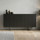 Ver imagem 1 de Buffet Aparador 100% MDF 4 Portas Frisado 180cm Pés em Metal Champanhe Luna