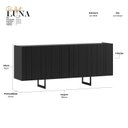 Ver imagem 3 de Buffet Aparador 100% MDF 4 Portas Frisado 180cm Pés em Metal Champanhe Luna