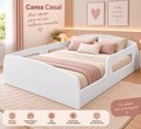 Ver imagem 4 de Cama Casal Branca em MDF com Proteção Lateral e Colchão Incluso 188x138