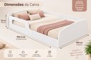 Ver imagem 5 de Cama Casal Branca em MDF com Proteção Lateral e Colchão Incluso 188x138