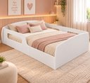 Ver imagem 1 de Cama Casal Branca em MDF com Proteção Lateral e Colchão Incluso 188x138